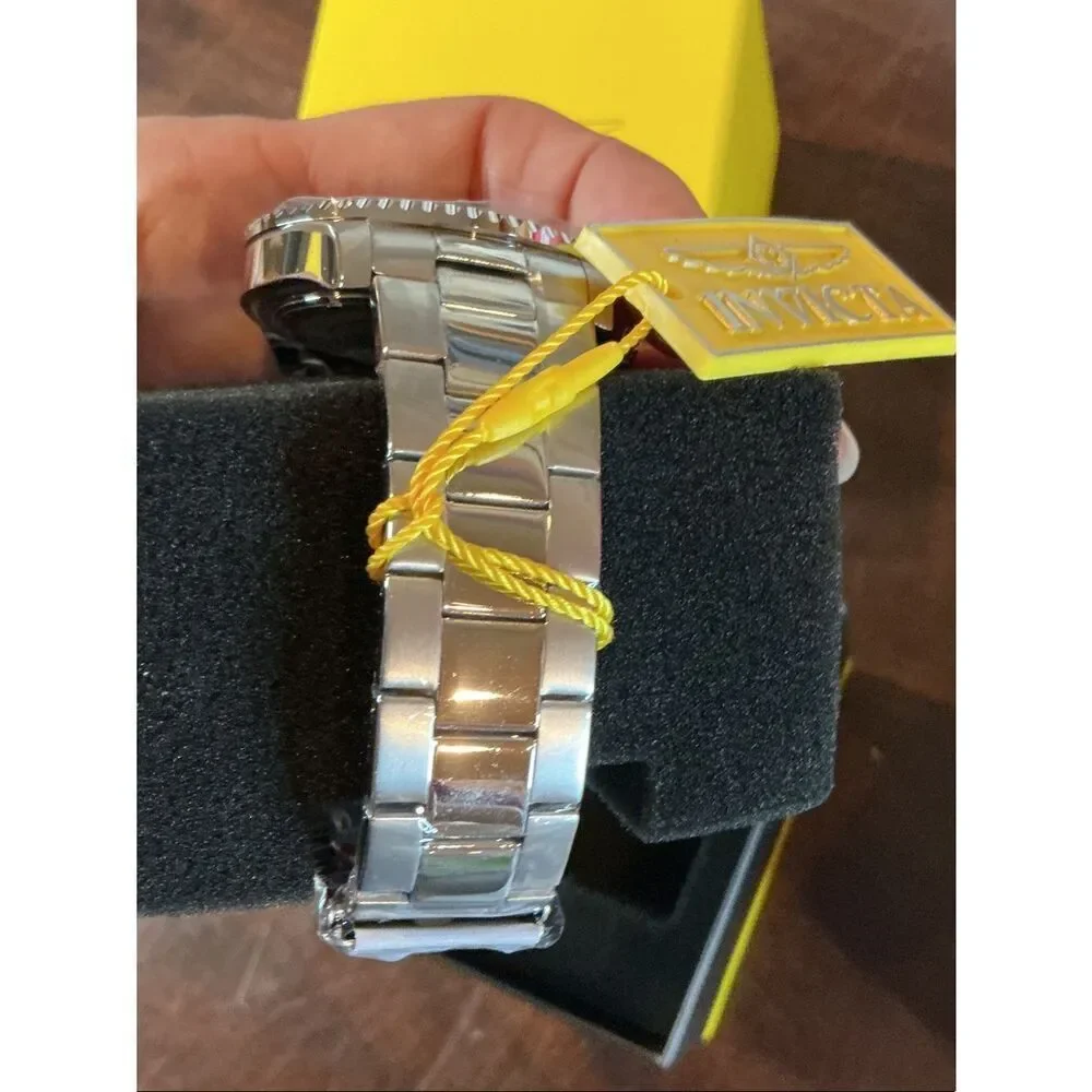 Invicta Silver Stainless Steel Watch with Black Dial